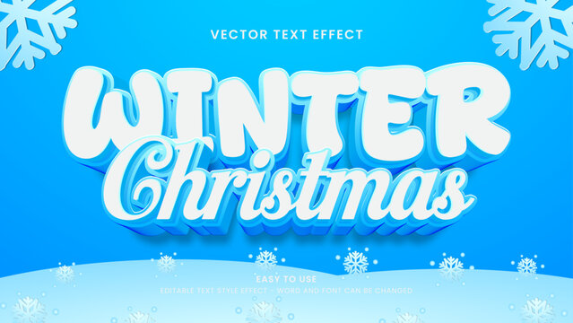 winter christmas editable text effect 3d