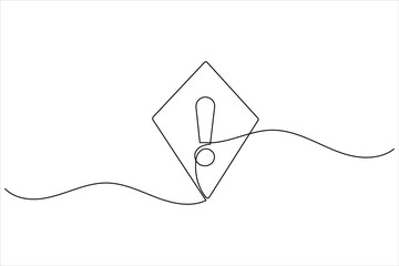 Exclamation mark one line art minimal continuous line drawing outline icon