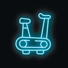 Blue neon sign fitness stationary bike icon representing healthy lifestyle
