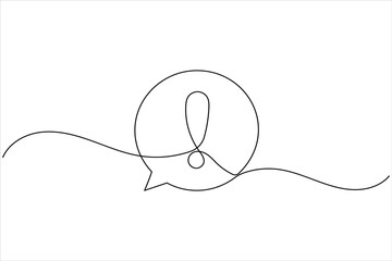 Exclamation mark one line art minimal continuous line drawing outline icon