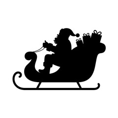 santa claus and sleigh silhouette illustration