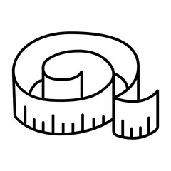 Ruler for measuring waist size thin line icon, sewing tools concept. Vector graphics. Tape ruler for width measure sign on white background, style icon mobile or web design.