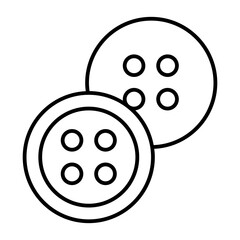 Plastic buttons thin line icon, sewing theme concept. Vector graphics. Buttons pair, handicraft accessory sign on white background, style icon mobile or web design.