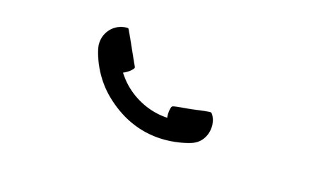 Phone Icon – Black Call Receiver Vector, Simple Contact Graphic - black telephone receiver