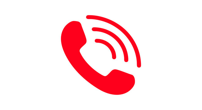 Phone Icon &ndash; Red Ringing Call Vector, Simple Alert Symbol