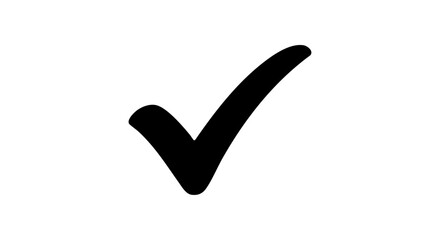 Black Tick Checkmark Icon – Bold Simple Approval Vector check mark on white background