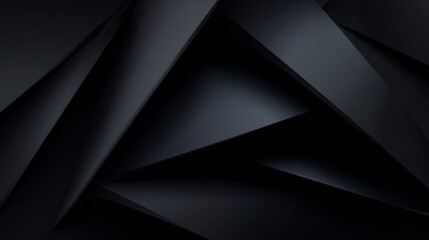 Abstract geometric black triangles forming sharp dynamic folds and edges with structural pattern depth and modern minimalist style creating a futuristic visual concept in dark space