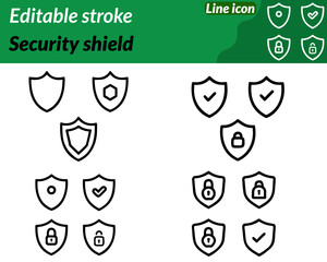 A strong and modern security shield icon character featuring a bold shield shape with a central lock or keyhole. Surrounded by subtle digital elements like circuit lines or a network grid the design.