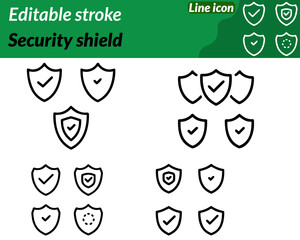 Security shield set line icon. Ideal for cybersecurity software apps and secure platforms. this icon conveys trust defense against threat robust safeguarding of information. Emphasizing secure access.