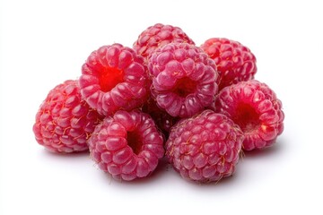 Close-Up Raspberry Cluster Isolated on White Background