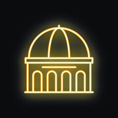 Glowing neon line building with a dome icon isolated on black background vector illustration