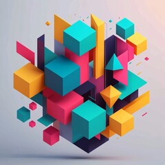 Obraz premium Modern Geometric Abstract Shapes with Colourful 3D Design