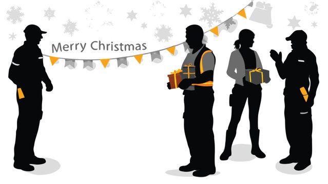 Illustration of delivery drivers and postal workers interacting possibly exchanging packages or information with a focus on logistics and service industry professionals in a collaborative setting