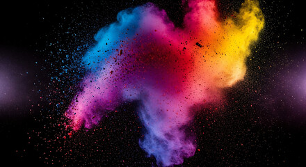 Fototapeta premium Explosion of vibrant colored powder against a dark background