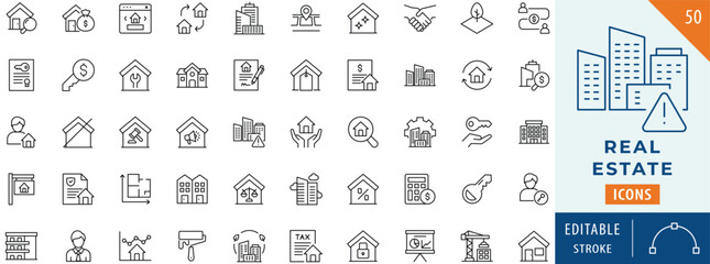 Real estate icon collection set. Editable stroke.