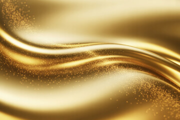 Luxurious flowing gold fabric with shimmering particles creates an elegant, opulent, and celebratory abstract background perfect for premium branding and special occasions.