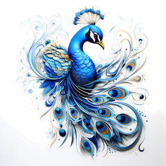 Exotic Peacock illustration tattoo