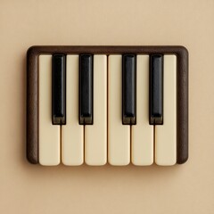 Naklejka premium A miniature toy piano keyboard featuring cream and black keys is displayed on a textured, sparkly gold surface.