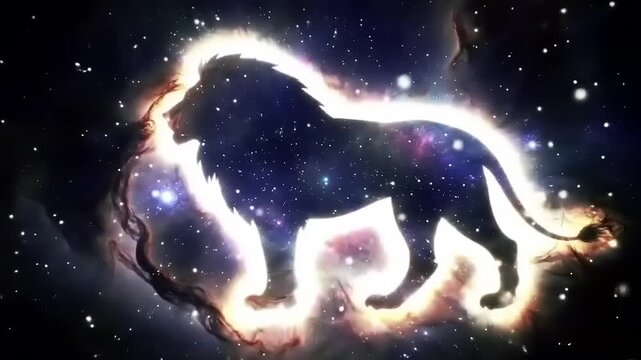 Cosmic Lion Silhouette.