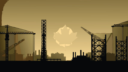 Modern industrial construction site with towering cranes steel structures and heavy machinery symbolizing progress and development in urban and infrastructure projects