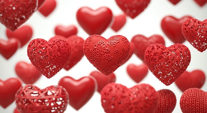 Red hearts with intricate cutout designs