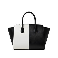 Fashionable Geometrically Shaped Women's Business Bag with White Yoke and Black Body, png