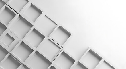 Abstract geometric white diamond pattern with shadows