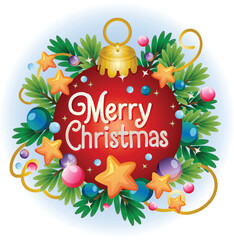 bright merry christmas baubles with text