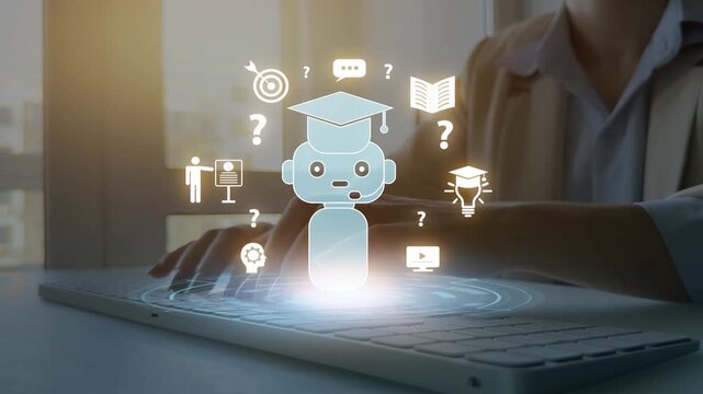 Online education with help of AI chatbot.Online learning AI-Assistant Bot.Enhance learning with an AI chatbot,providing instant answers, interactive tutorials,student guidance,online content creation.