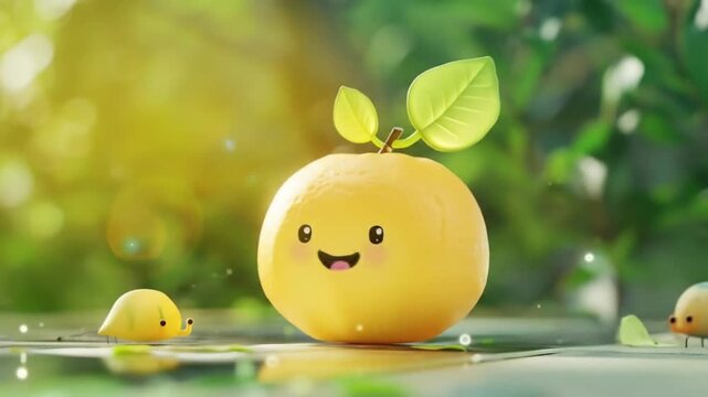 3d langsat fruit character pale yellow skin Videos