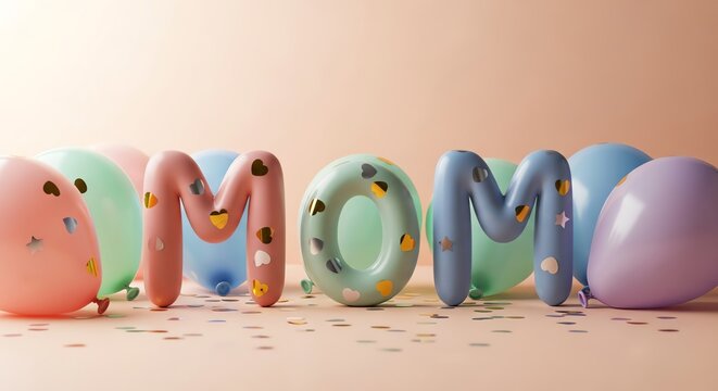 Balloon letters spelling Mom with colorful balloons - Powered by Adobe