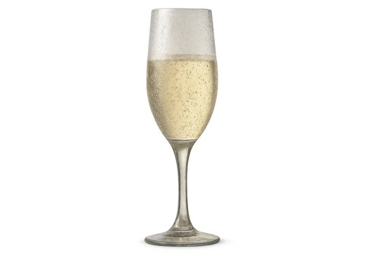 Glass of sparkling champagne or prosecco with bubbles, celebrating luxury and toast on transparent background - Powered by Adobe