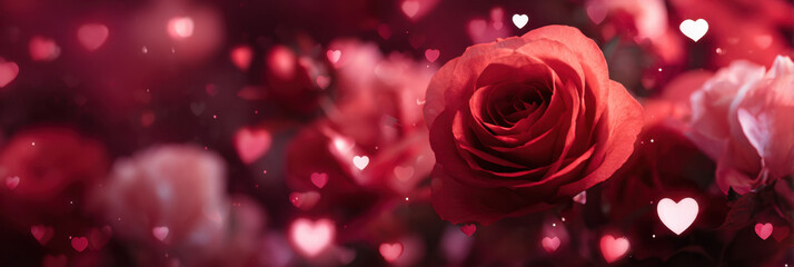 Red rose heart bokeh romantic flower valentine love bouquet petal garden floral bloom