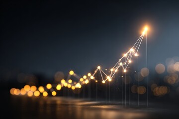 Data visualization of financial growth in a modern digital environment at night