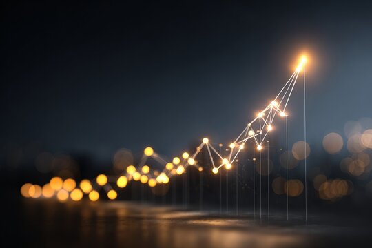 Data visualization of financial growth in a modern digital environment at night - Powered by Adobe