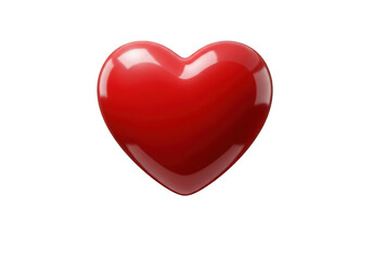 Shiny red heart shape isolated on white background