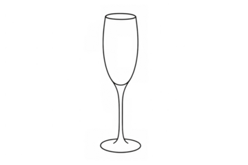 Champagne flute line art drawing illustration for celebrations and special occasions with transparent background