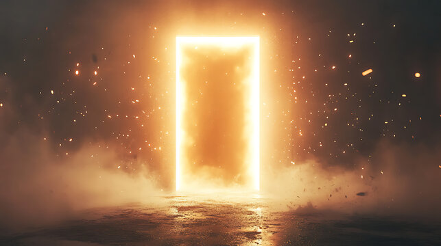 Enter the unknown with a mystical portal emitting bright light and a sense of wonderment