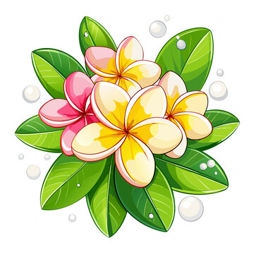 frangipani plumeria hawaiian foam on white background