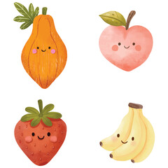 Cute Pastel Kawaii Fruit Set  © ปริญดา เสียงสนั่น