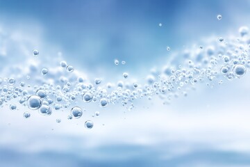 Bubbles in the Blue: An ethereal dance of glistening bubbles floats gracefully in a soft, dreamy blue expanse, creating a sense of purity, cleansing, and refreshing.