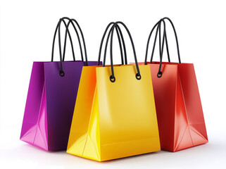 colorful shopping bags isolated on a transparent  background. 