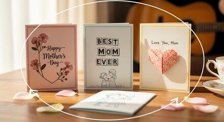 Greeting cards with floral designs and heartfelt messages