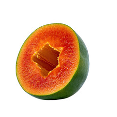 Ripe Papaya Fruit Halved To Show Vibrant Orange Flesh And Seeds Isolated On Black Background Studio Shot Healthy Food