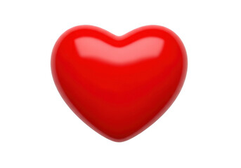 Shiny red heart shape isolated on white background