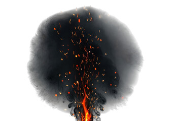 Abstract fiery energy burst isolated on white background