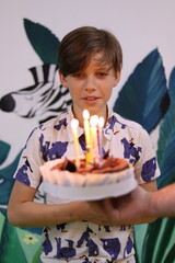 boy with birthday cake