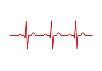 Red heartbeat ekg line isolated on white background