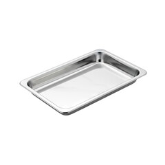 Rectangular Stainless Steel Food Pan for Catering and Buffet Service Isolated on Transparent Background Macro Studio Shot