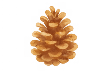 Pine cone watercolor illustration representing natural botanical element for autumn and winter design with transparent background